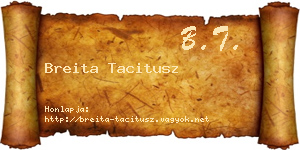 Breita Tacitusz névjegykártya